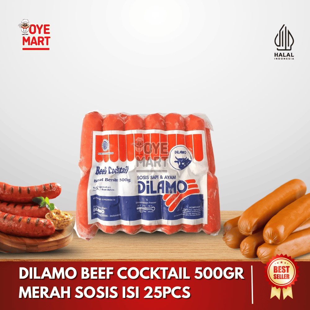 

DILAMO BEEF COCKTAIL 500GR MERAH SOSIS ISI 25PCS
