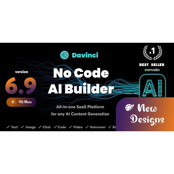 Davinci AI 7.2 – OpenAI Content, Text, Image, Voice, Chat, Code, Transcript, and Video Generator as 