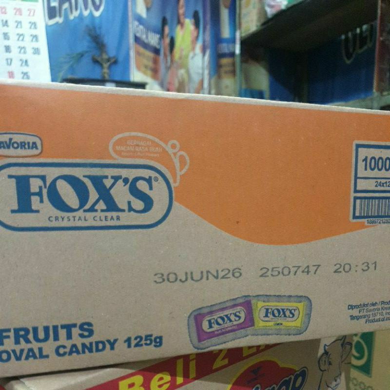 

FOXS FRUIT OVAL CANDY 125 GR 1 KARTON. Exp. di kolom deskripsi