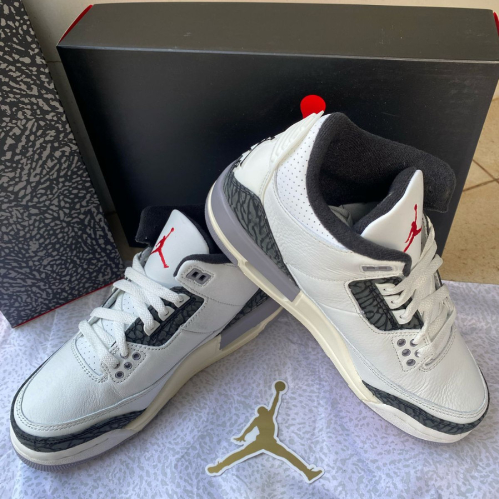AIR JORDAN 3 RETRO CEMENT GREY (GS) 100% AUTHENTIC
