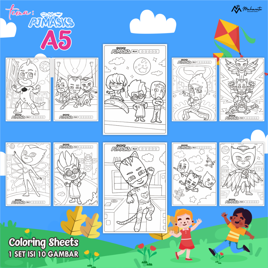 

[PJMASKS] LEMBAR MEWARNAI ANAK - KERTAS GAMBAR READY STOCK - COLORING SHEET UKURAN A5