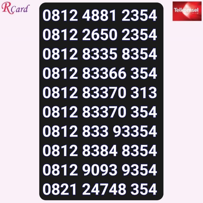 Perdana Nomor Cantik Simpati Telkomsel 234 354 313 Rapi 24748 354 1441 2650 4881 2354 83366 354
