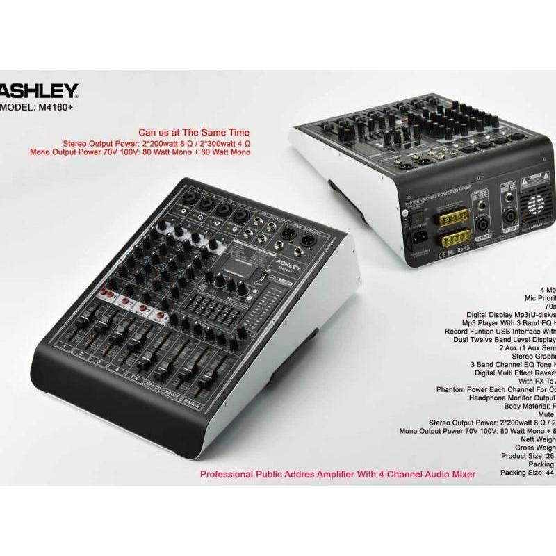 POWER MIXER ASHLEY 4 CHANNEL M4160+ PROFESSIONAL PROSESOR 24BIT