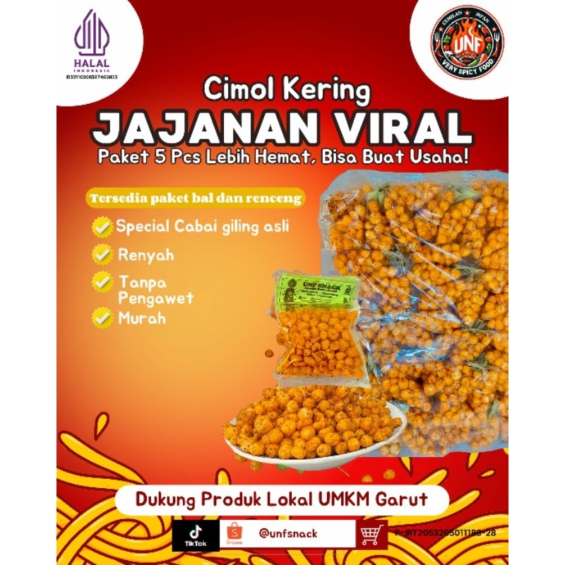 

Cimol kering cabai giling/cimol kering daun jeruk /cimol unf snack 50pc/seball d campur mix basreng, makroni, Cimol,siomay, bisa via pesan/grosirbasreng/grosircimol/grosir Makaroni bantet/pabrikbasreng