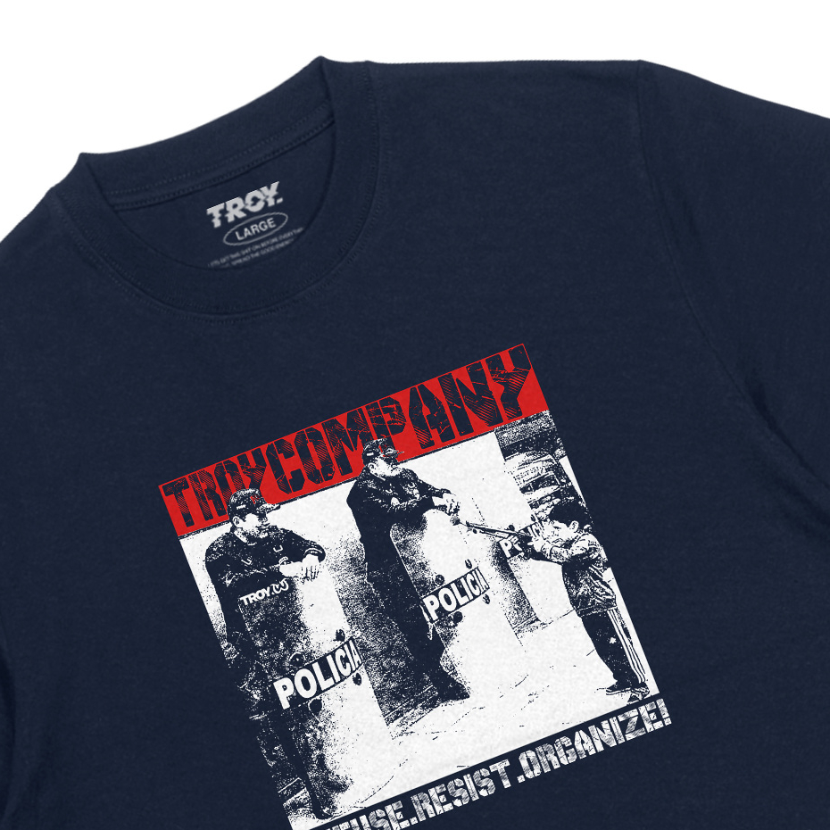 Troy Company T-shirt Blue Navy Refuse Resist - Kaos Lengan Pendek Kaos Biru Navy MTD 3097