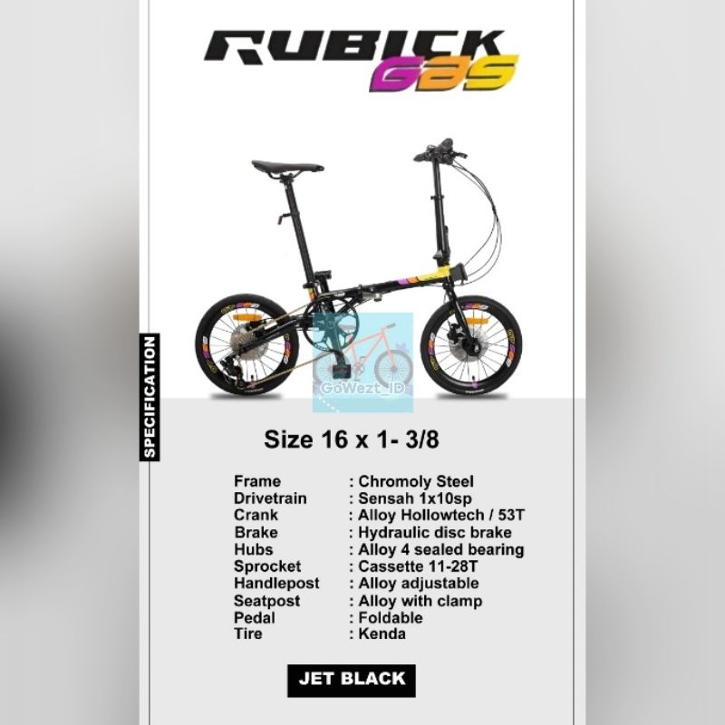 Sepeda Lipat Ukuran 16 x 1 3/8 Rubick Gas Chromoly Rem Hidrolik | High Quality