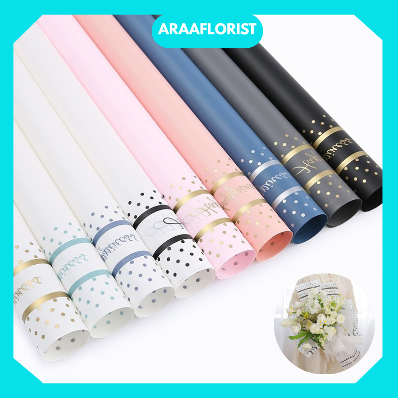 

KB119 20 LEMBAR Flower Wrapping Paper Cellophane Kertas Buket Bunga Happiness Florist