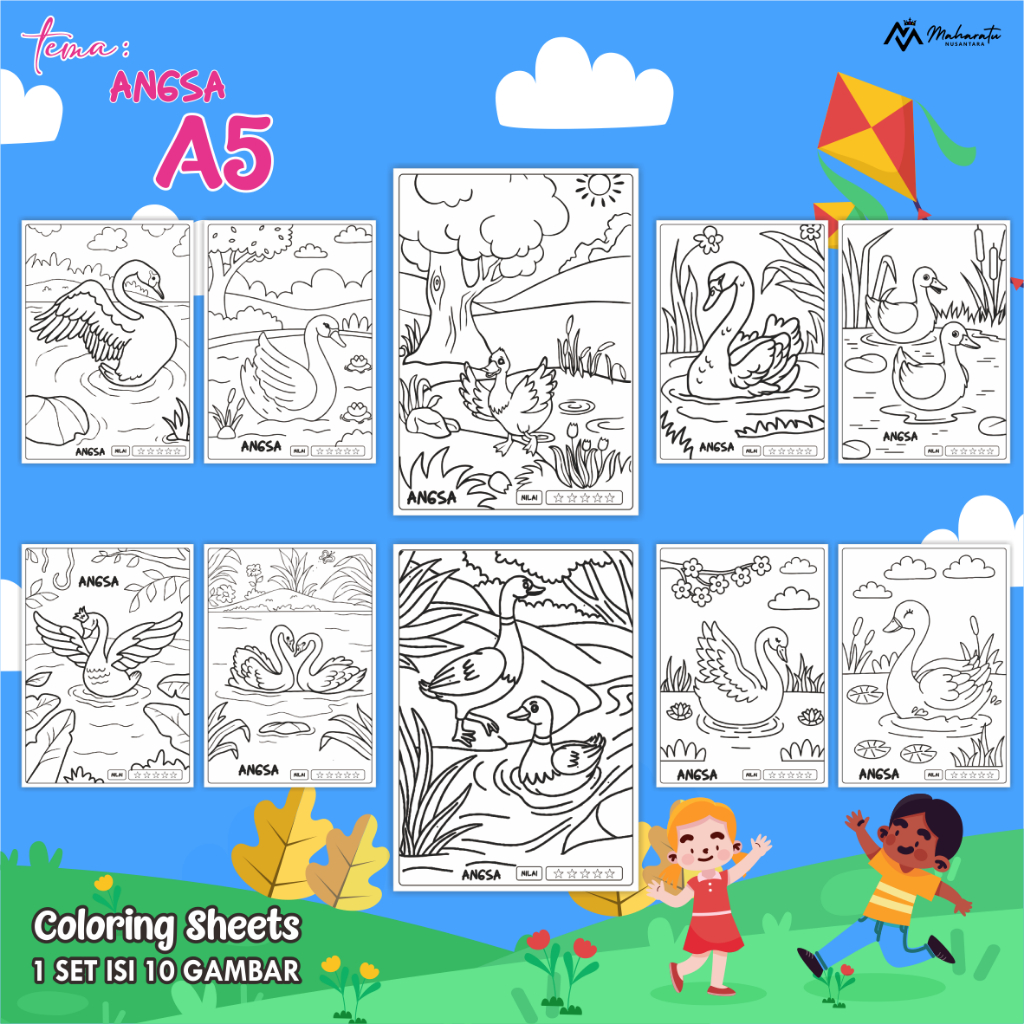 

[ANGSA] KERTAS MEWARNAI EDUKASI ANAK - LEMBAR GAMBAR 1 SET 10 LEMBAR READY STOCK - COLORING SHEET FOR KIDS A5