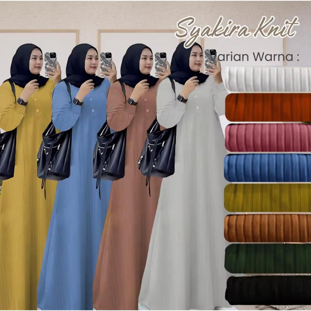 SAUDIAH KNIT...Gamis Kancing Knit Hornet Jumbo Dress Maxy Knit Hornet Grade A Gamis Lebaran 2025