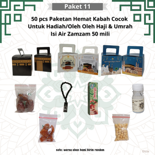 

paketan hemat tasbih+chandni kabah 50 pcs untuk oleh oleh haji dan umroh (isi air zamzam 50 ml)