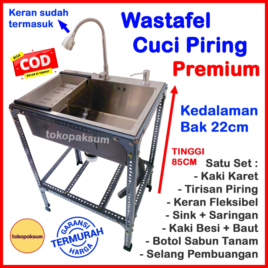 PREMIUM Wastafel Cuci Piring Stainless PENIRIS TIRISAN PIRING Bak Cuci Piring Portable Kitchen Sink 