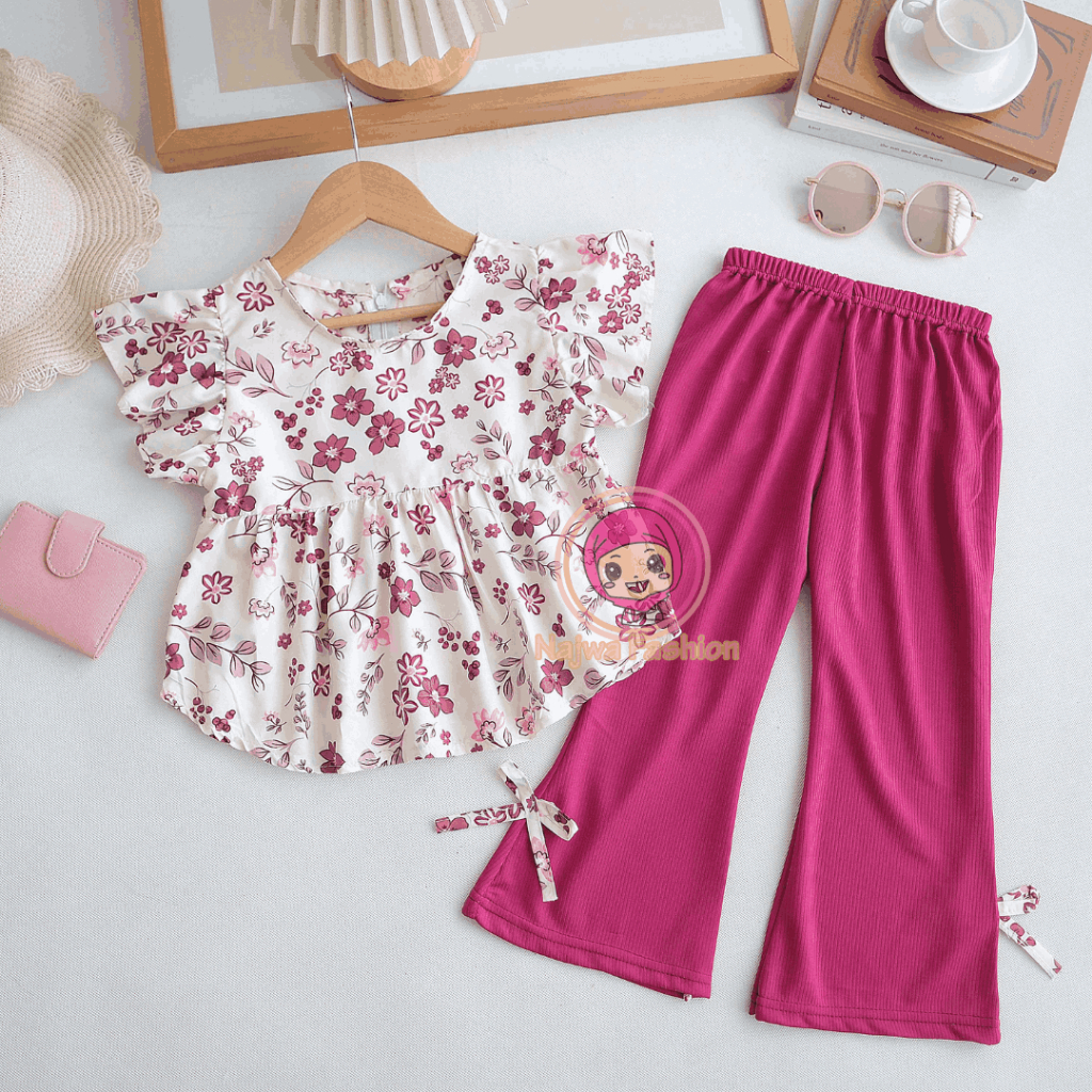 NAJWA - LANGSUNG KIRIM  Setelan Anak Perempuan Kalena Motif Flora Terlaris / Fashion Oneset Anak Per