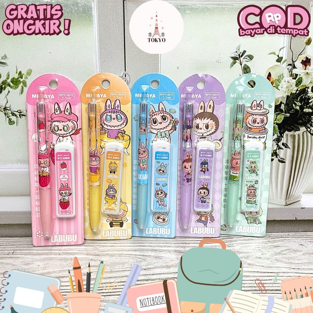 

Pensil Cetek Labubu Plus Refill Alat Tulis Stationery Lucu Imut