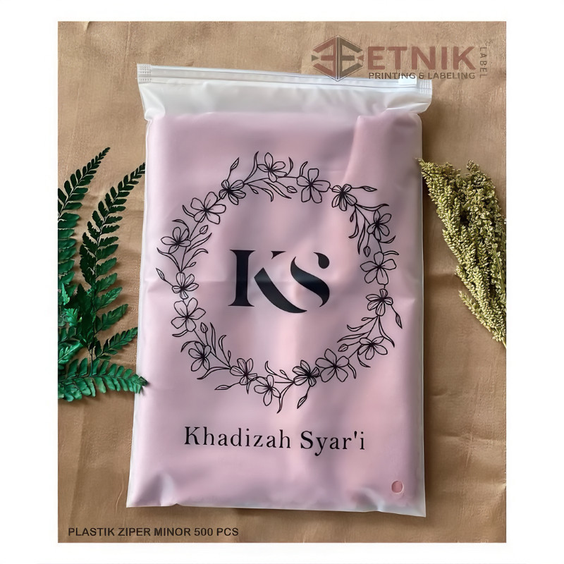 PLASTIK ZIPPER MINIMAL 100 PCS/ziper sablon custom/packing baju/plastik kemasan/plastik packing baju