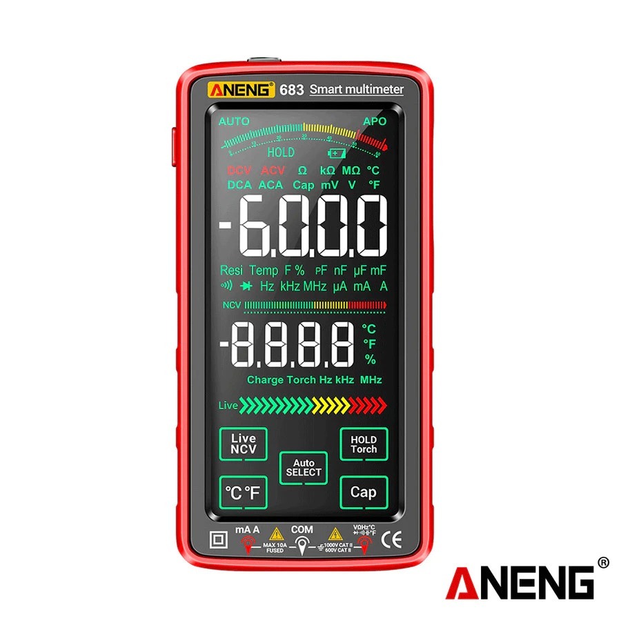 Aneng 683 6000 Counts Digital Multimeter Smart Touch Screen Diode