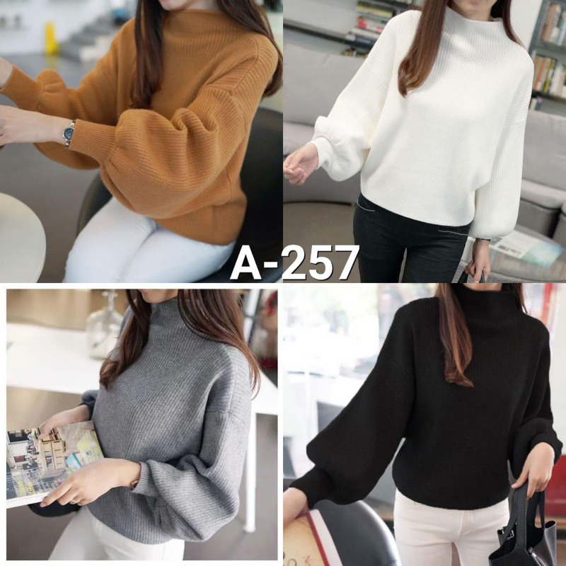 blouse rajut import tangan balon