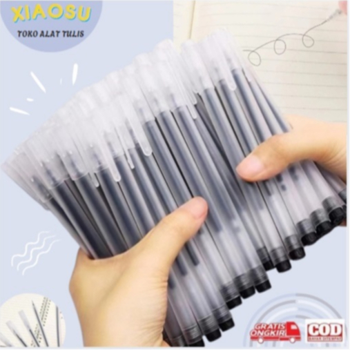 

【BISA COD】 50-100 PCS Pulpen Gel Hitam, Bolpoin Hitam 0.5 mm, Pulpen Buram Transparan, Alat Tulis Kantor, Alat Tulis Sekolah