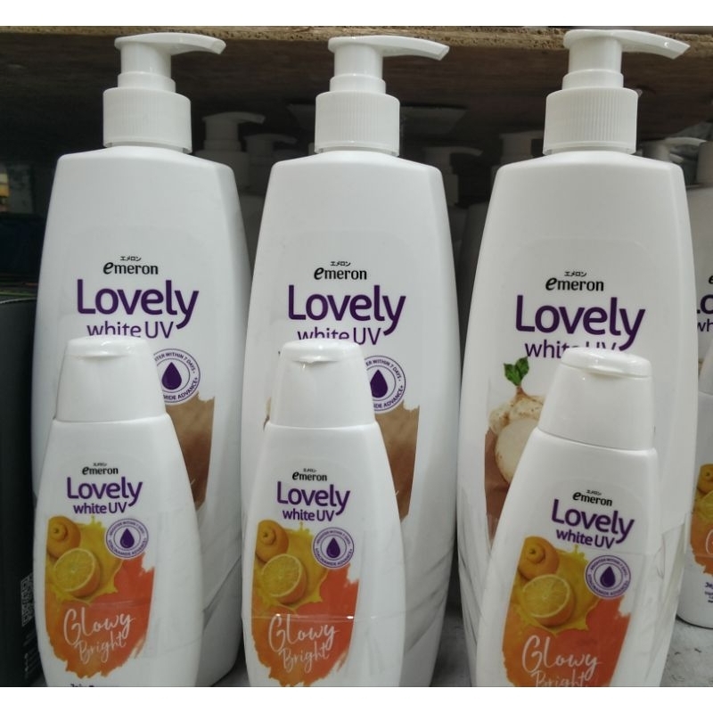 Emeron Lovely Hand & Body Lotion White Uv Bengkoang 500ml&Emeron Lovely glow Bright (PAKET BANDLING)