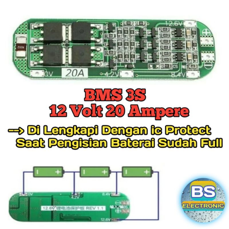 Bms 3s 12 Volt 20 Ampere