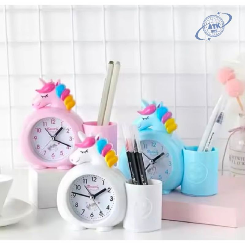 Jam Alarm Jam Meja Karakter Unicron Anak+Tempat Pensil