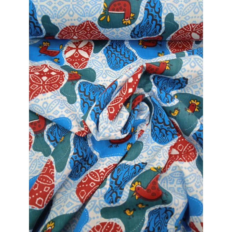 KAIN KATUN PRINTING IMPOR ABSTRAK AYAM