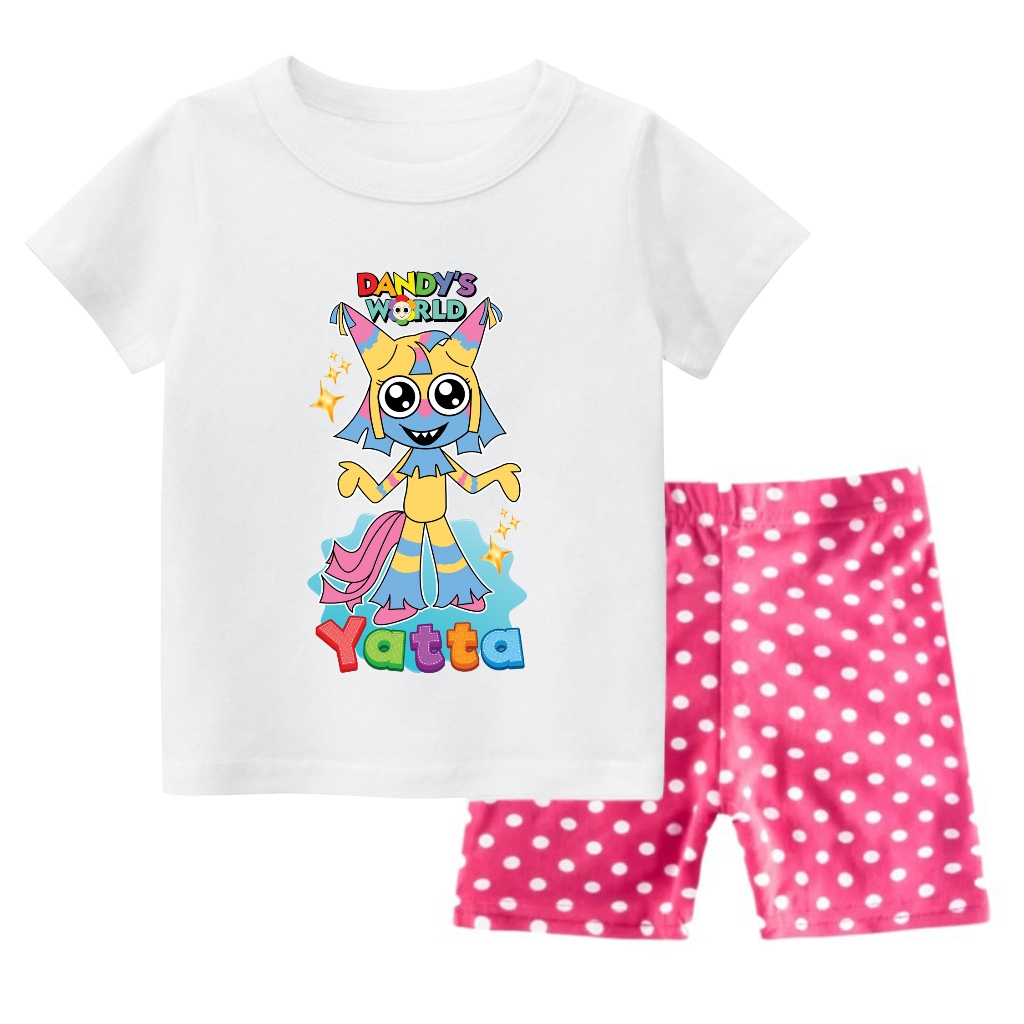 Setelan Baju Kaos Atasan Lengan Pendek Anak-Anak Gambar DANDYS WORLD YATTA Usia 1-11 Thn #BIP