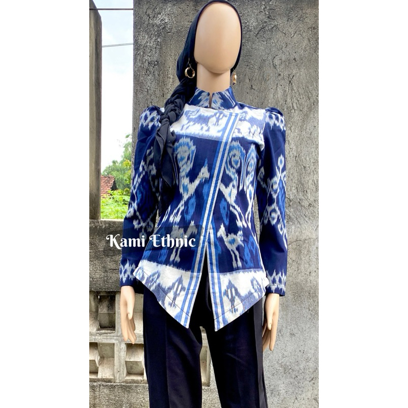 couple tenun -kebaya modern - baju tenun - kebaya tenun - seragam keluarga - seragam kantor