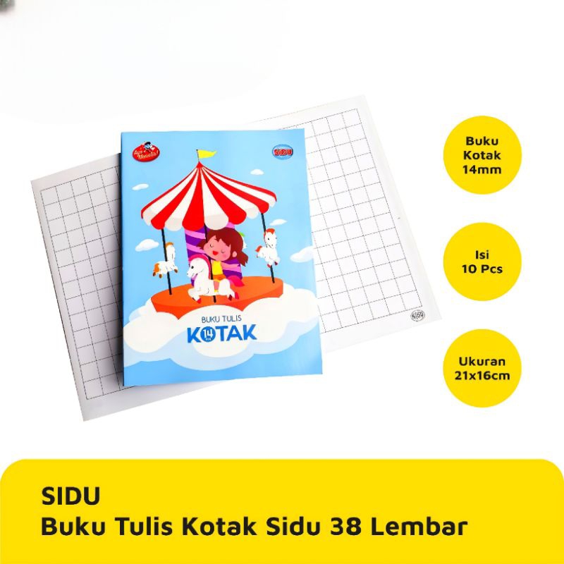

Buku Tulis SIDU SQ14 Kotak Besar 14mm - 38 Lembar | 1 Pack isi 10 Buku Motif Acak | Original | Cocok untuk anak | Terlaris DiShopee!