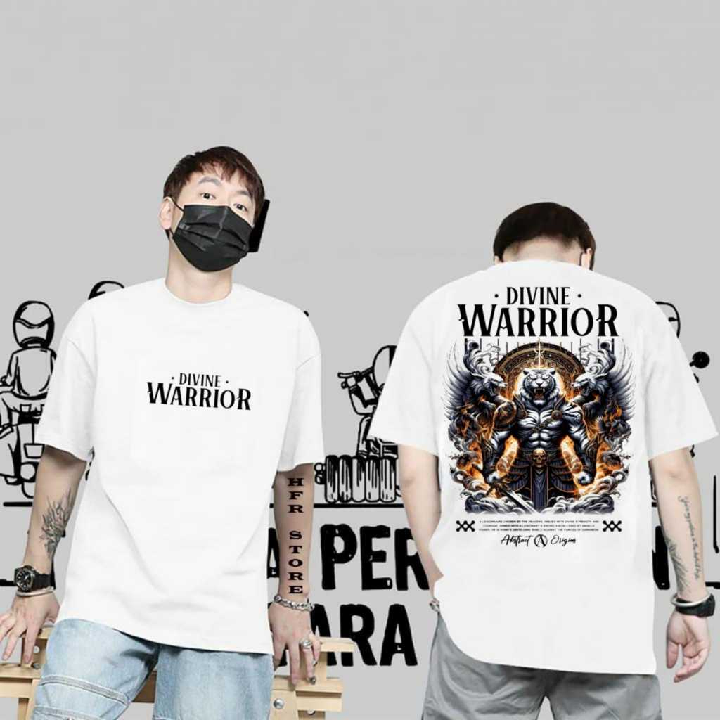 baju kaos T-shirt distro pria wanita lengan pendek baju kaos distro bergambar macan warrior baju kao