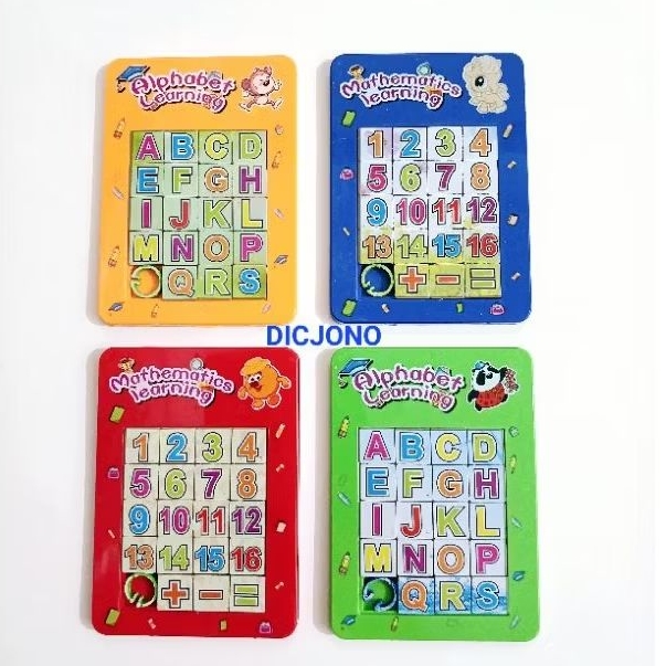 Mainan Edukasi Puzzle Geser Angka dan Huruf Besar