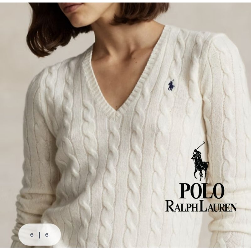 POLO RALPH LAUREN SWEATER V-NECK WOOL CASHMERE