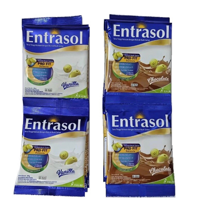 

[1 Renceng isi 10 sachet] Susu Entrasol Vanila & Coklat 20 gram