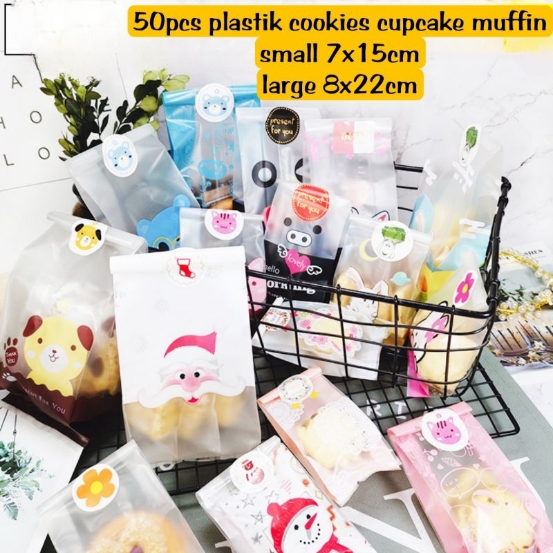 

GROSIR 50pcs PLASTIK COOKIES / MUFFIN / CUPCAKE/ ROTI / JELLY LUCU BISA DI SEALER PSB