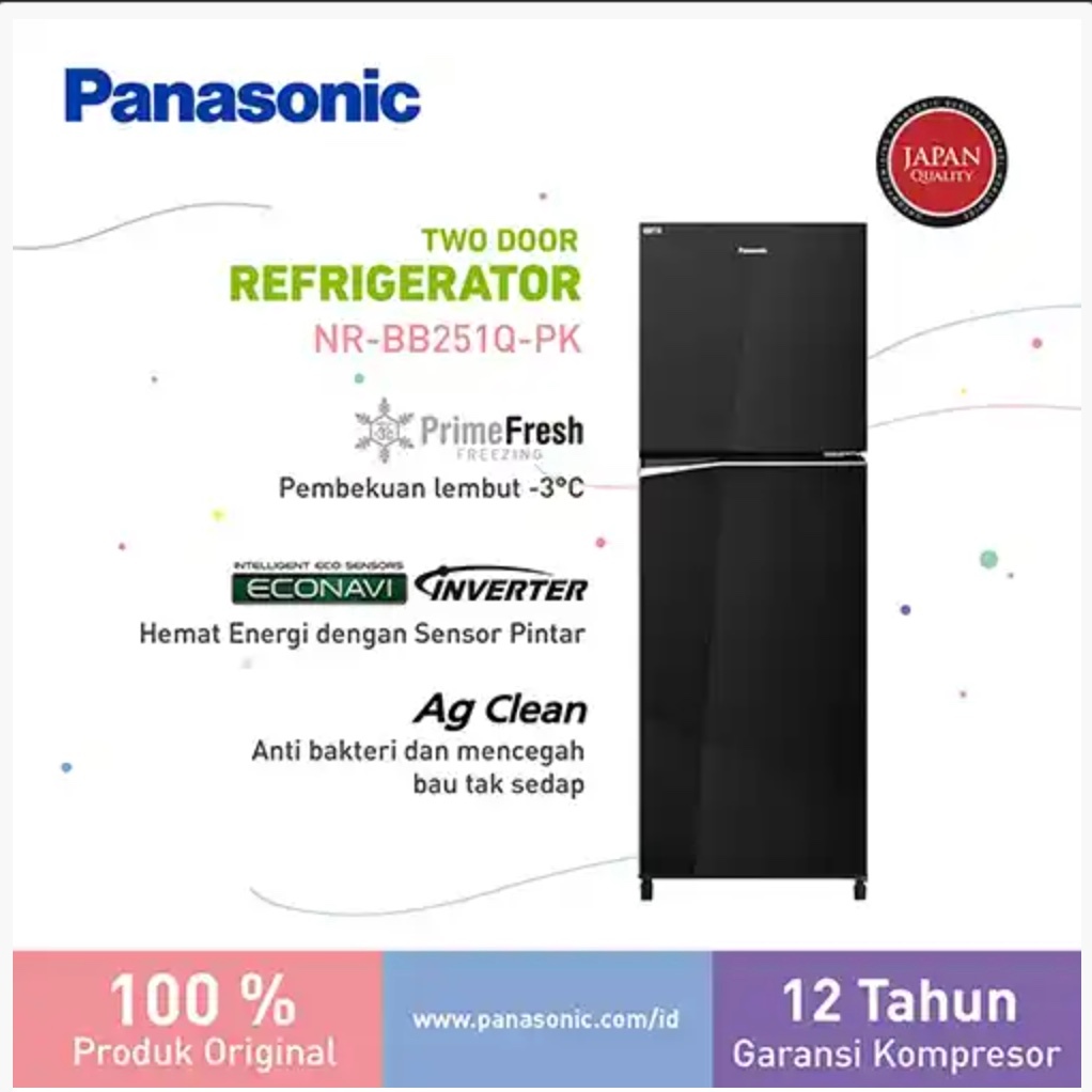 PANASONIC KULKAS 2 PINTU KECIL SMALL 2 DOOR REFRIGERATOR NRBB251Q SERIES PANASONIC KUL