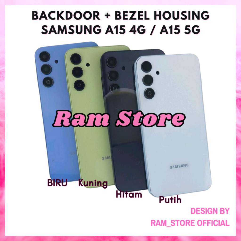 Cassing Hp SAMSUNG A15 4G 5G A155 Tulang Tengah Bezel Bazel Middle Frame Tutup Mesin Plus Backdoor