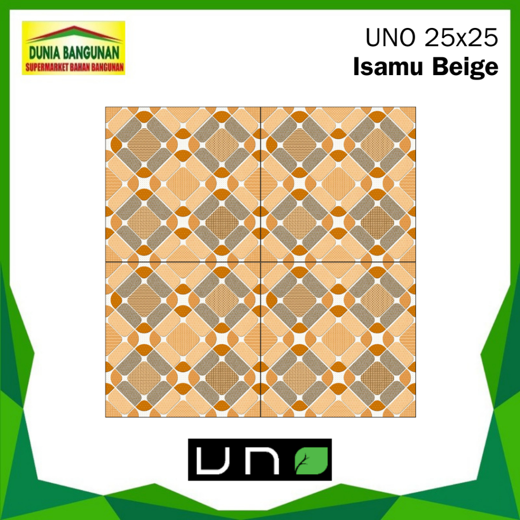 Keramik 25x25 Uno Isamu Beige Keramik Lantai Kamar Mandi /Keramik Teras / Keramik Dapur