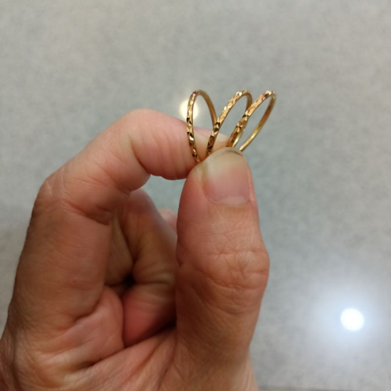 Aksesories wanita perhiasan cincin imitasi warna emas gold 1 set isi 3 biji