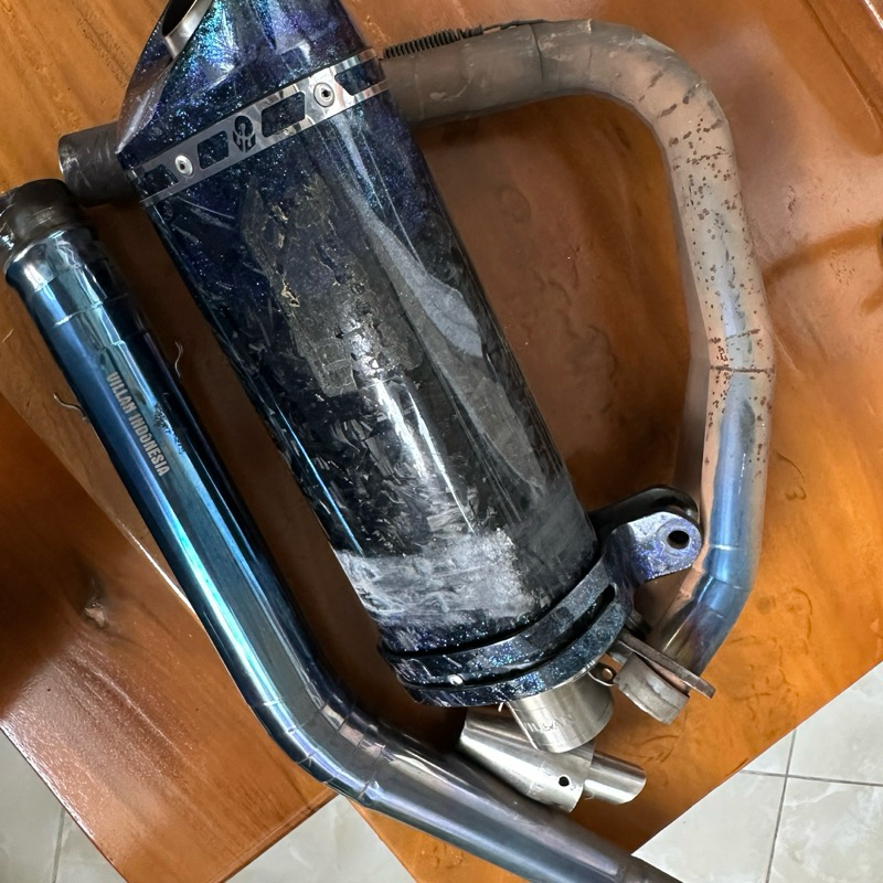 KNALPOT VILLAN MV2 CARBON FORGED HEADER BLUE CBR250RR NINJA250 R25