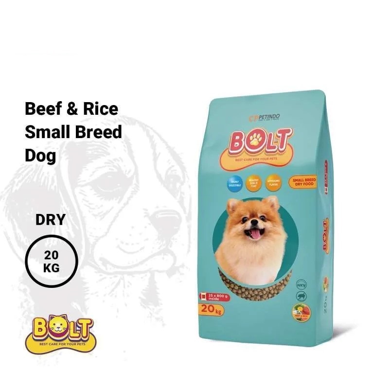 Dry Dog Food BOLT Dog 20 Kg SMALL BREED - BEEF & RICE ~ GOJEK / INSTANT ONLY 