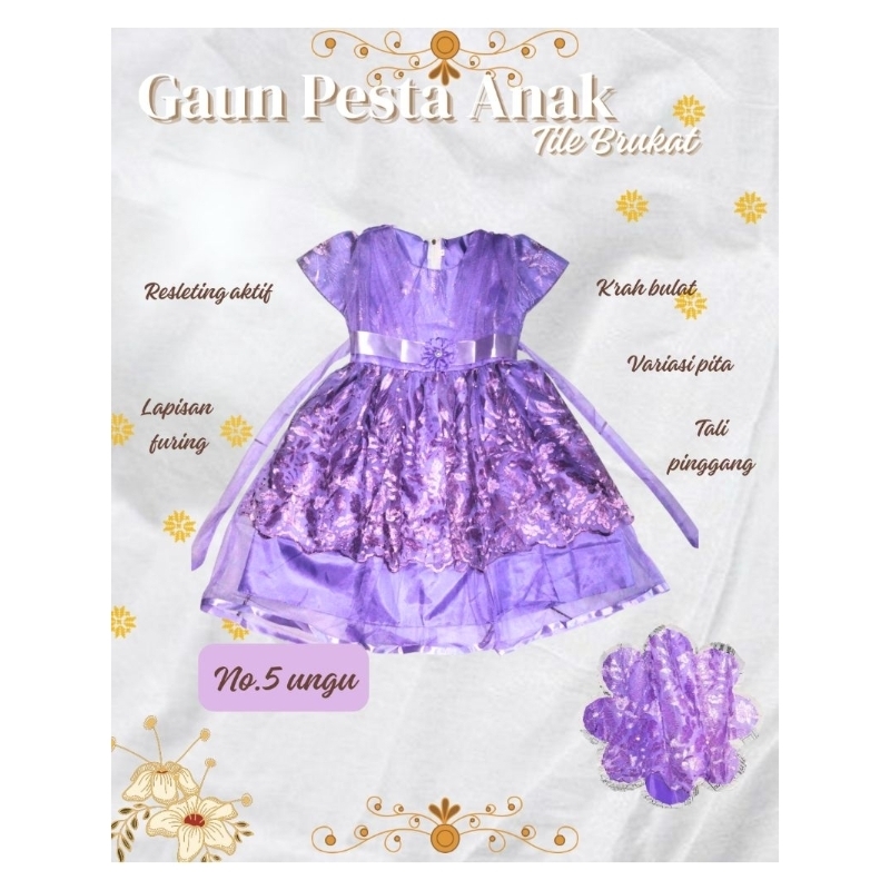 GAUN PESTA TILE BRUKAT ANAK// GAUN PESTA ANAK