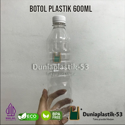 Botol Plastik Aqua Putih motif Ao / Botol Vit jus minuman / Botol Plastik Transparan - Per Bal 600ml