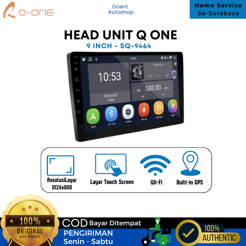 Head Unit Android Mobil - Qone - Q-ONE SQ 9464 - RAM 6gb Rom 128gb - Ukuran 9 Inch - Plug N Play - P