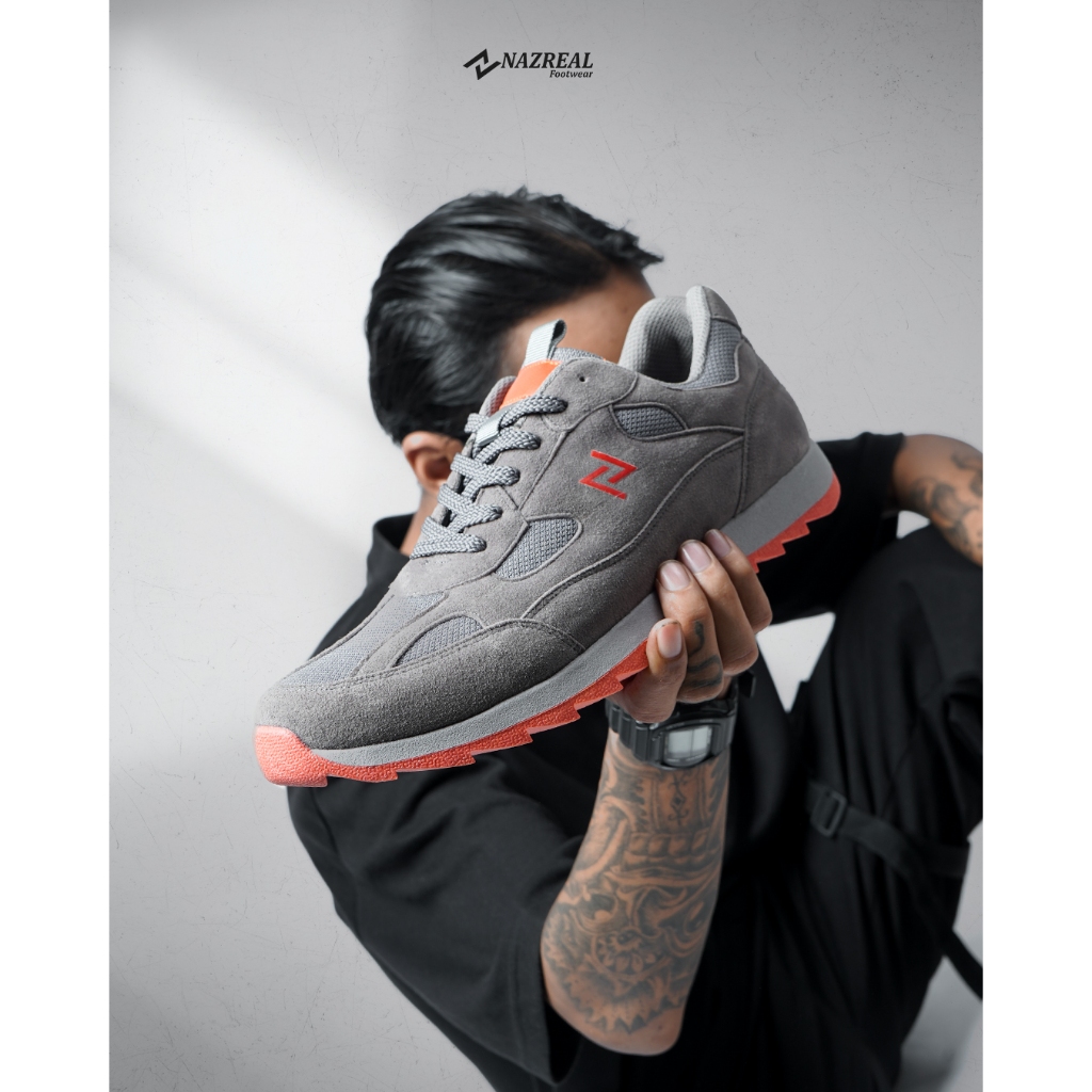 NAZREAL FOOTWEAR - Sepatu Sneakers Casual Pria Terbaru Sepatu Sporty Pria Balmain Grey