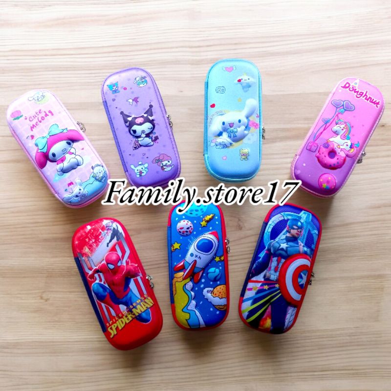 

kotak pensil 3D karakter sanrio/roket/captain/dll