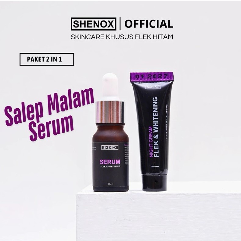 Shenox Skincare Flek Hitam Salep Flek Night Whitening dan Dark Spot Serum Resmi BPOM |Bekas Jerawat 