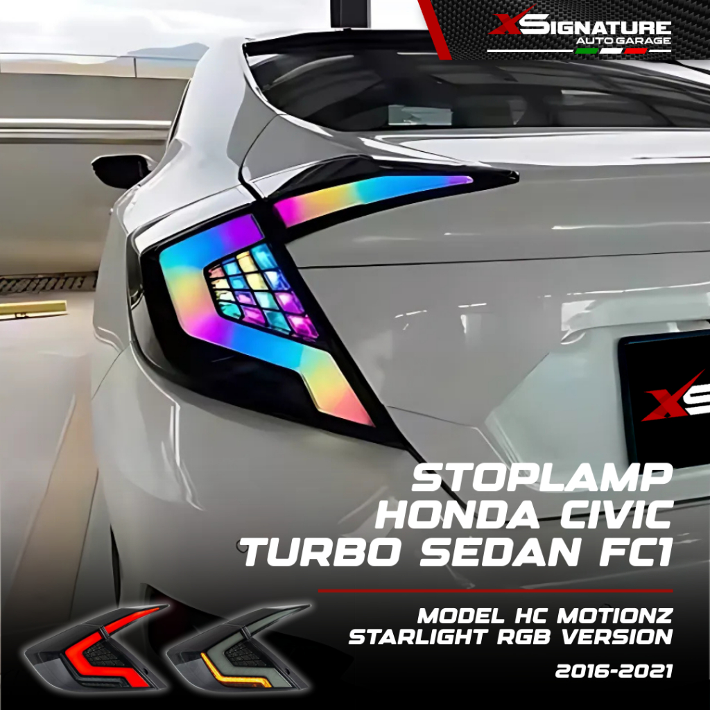 STOPLAMP HONDA CIVIC TURBO SEDAN FC1 (2016-2021) MODEL HC MOTIONZ STARLIGHT RGB VERSION 2 WITH WELCO