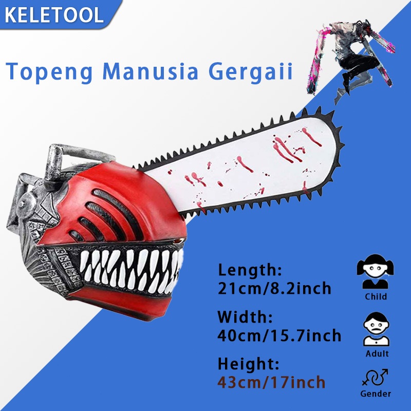 Topeng Chainsaw Man Cosplay Anime Aksesori Kostum Alat Peraga Gergaji Mesin Halloween Topeng Cosplay
