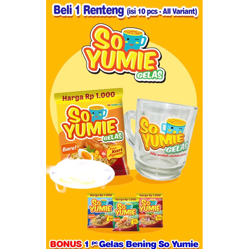 

SO YUMIE / MI GELAS / 1 RENCENG ISI 10 PCS free 1 gelas