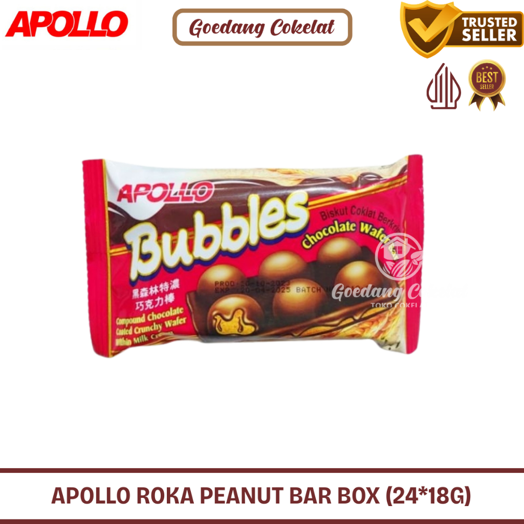 

Apollo Bubbles Chocolate Wafer Bar Berkrim Coklat Eceran / Satuan 32g