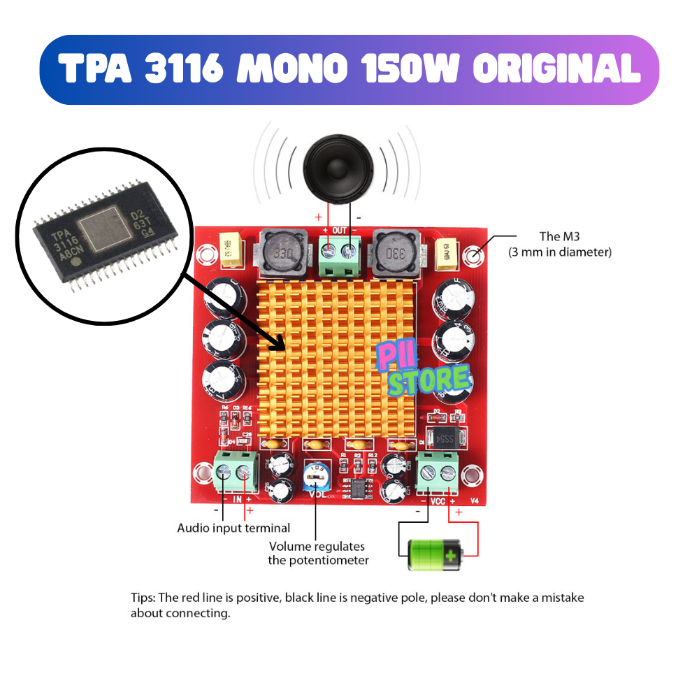 Modul Ampli TPA3116D2 1x150W SubWoofer 150W Amplifier D TPA 3116 M544 / TPA3116D2 ORIGINAL 32 PIN